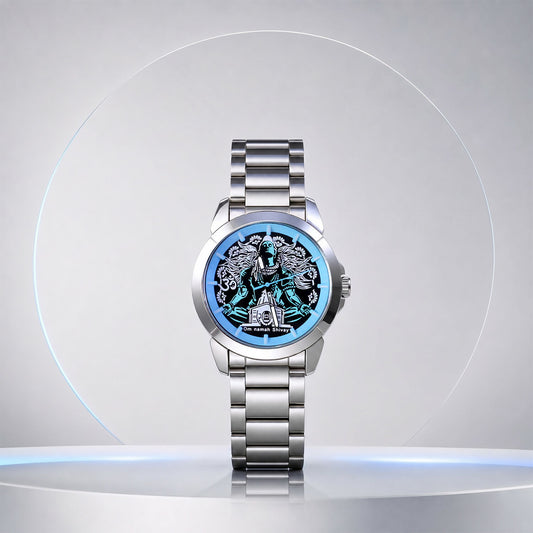 Mahadev Kedarnath Temple Silver Metal Chain Analog Watch front view