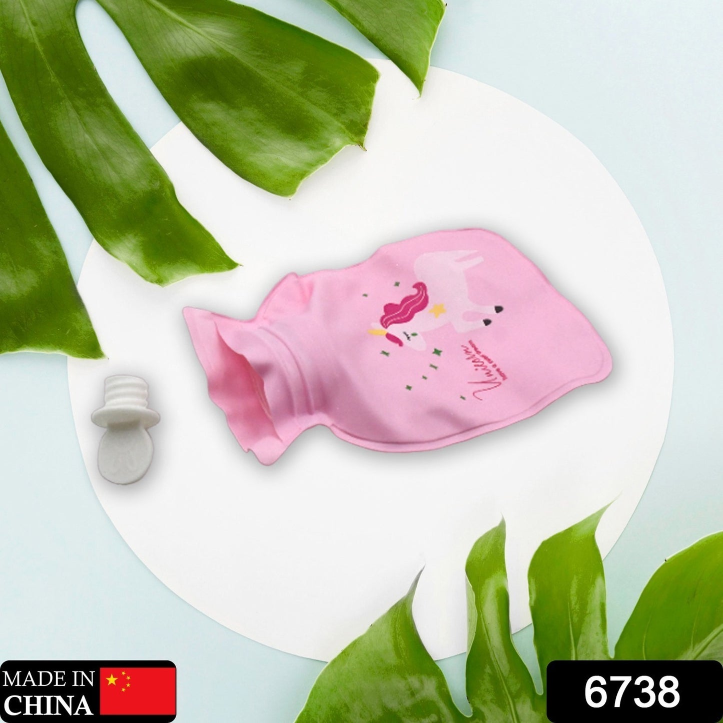 Close-up of printed small hot water bag for therapy