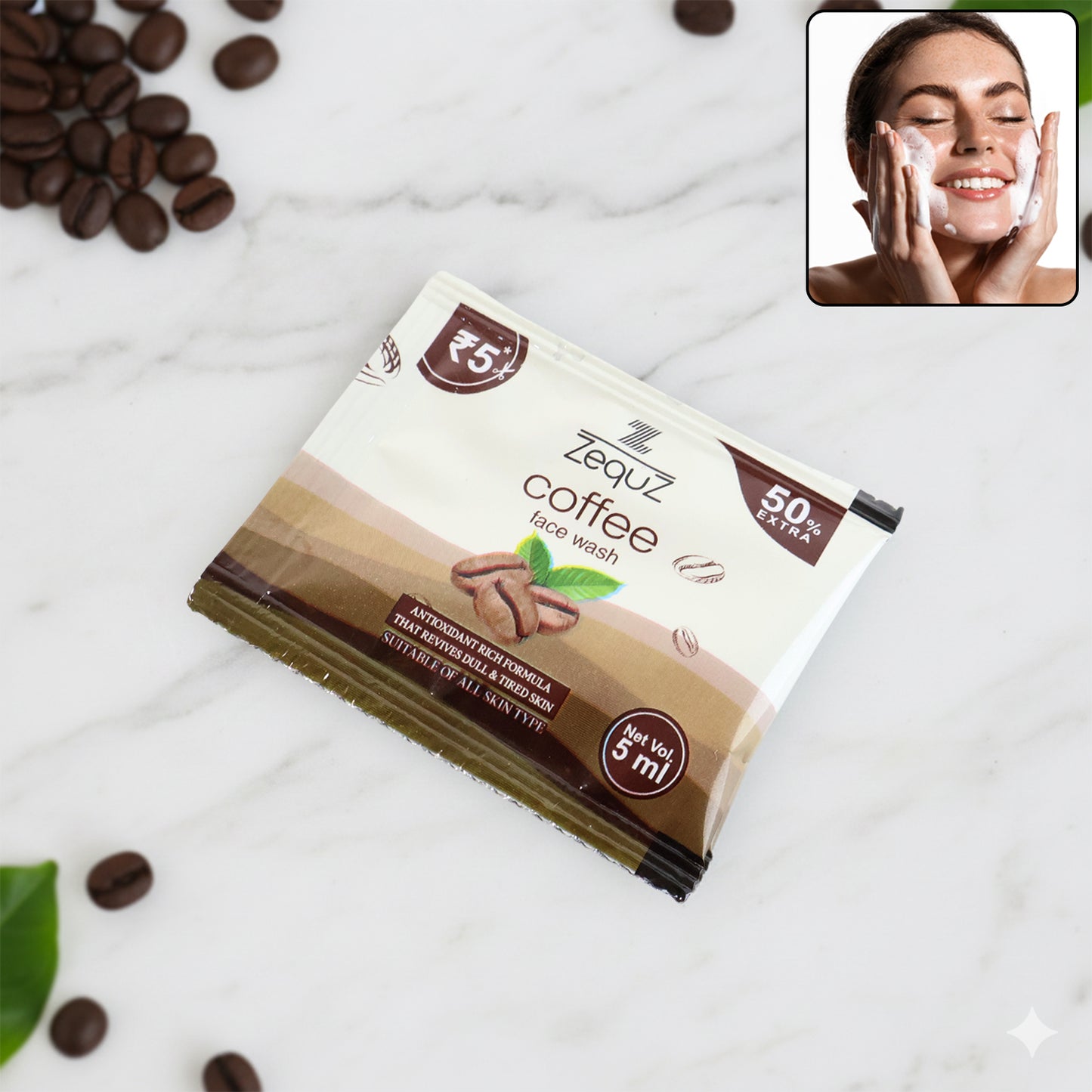 Zequz Coffee Face Wash Sachet (5 ML / 1 Pc)