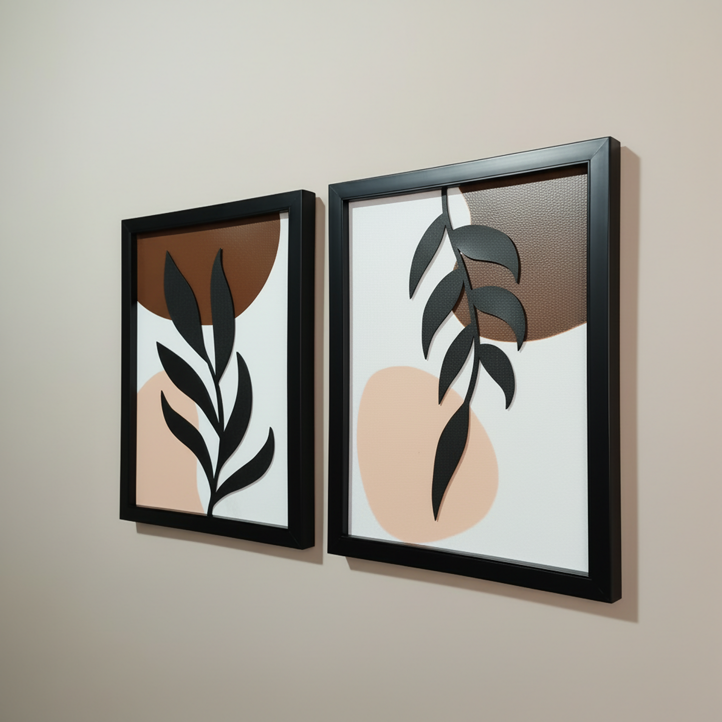 Modern Abstract Leaf Wall Art Frames | Minimalist Botanical Wall Decor Set of 2