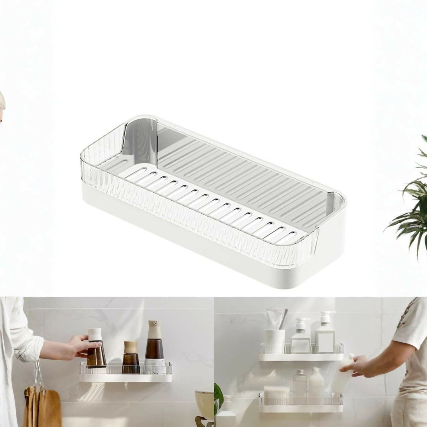 Wall mounted bathroom and kitchen storage rack organizer