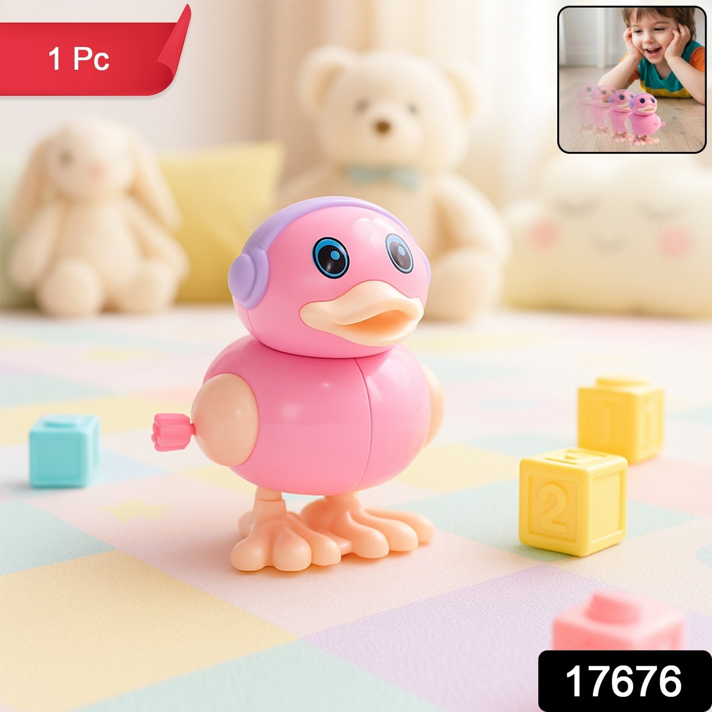 Cute Wind-Up Walking Duck Toy for Kids (1 Pc)