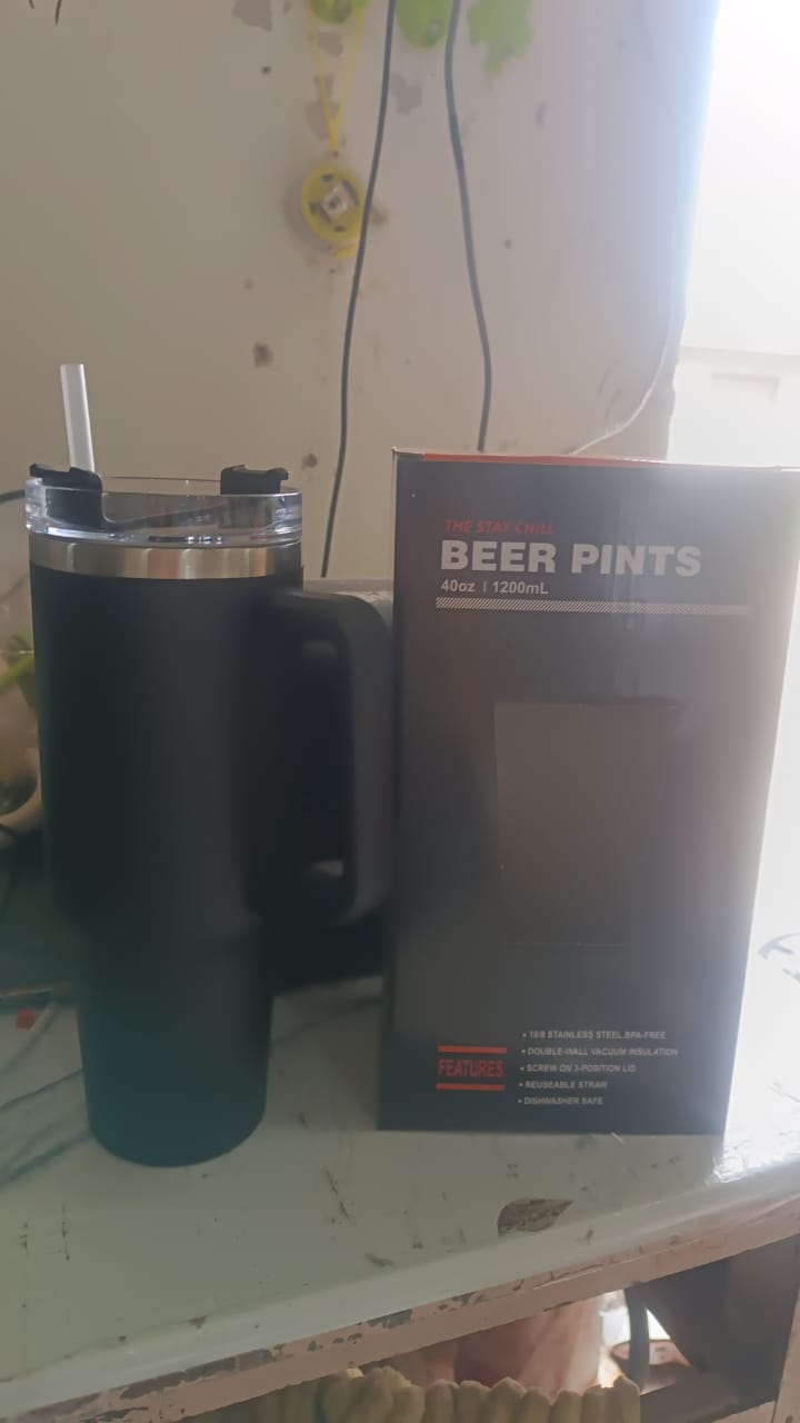 Customize / personalized Premium 1200 ML Stainless Steel Vacuum Insulated Travel Mug with Straw and Handle (1200ML / 1 Pc)