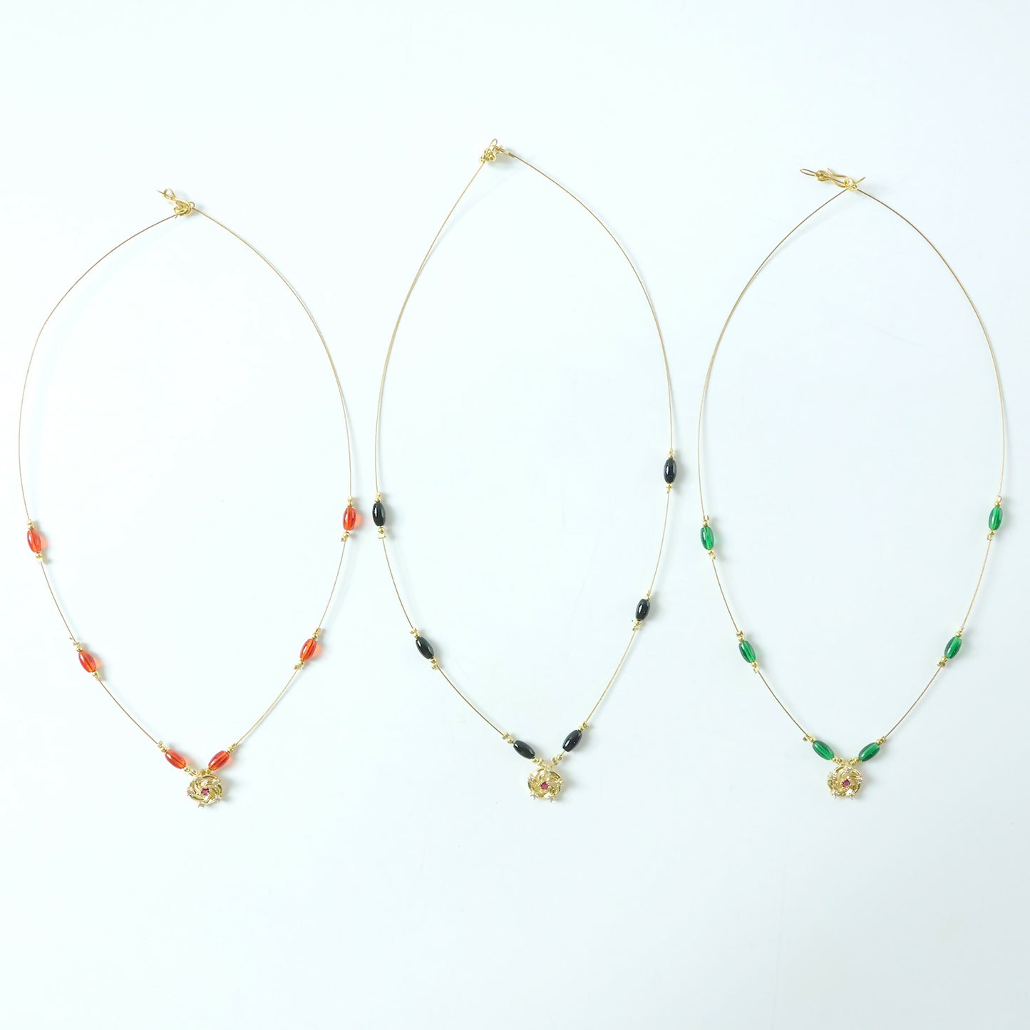 Triveni Beads Gold Necklace with Multicolor Navrang Design (3Pc/Set)