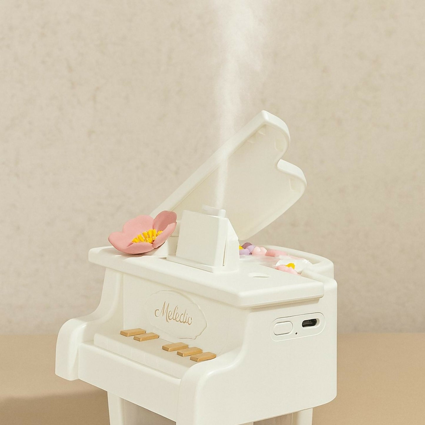 White Piano USB Mini Humidifier with Night Light for Bedroom & Office