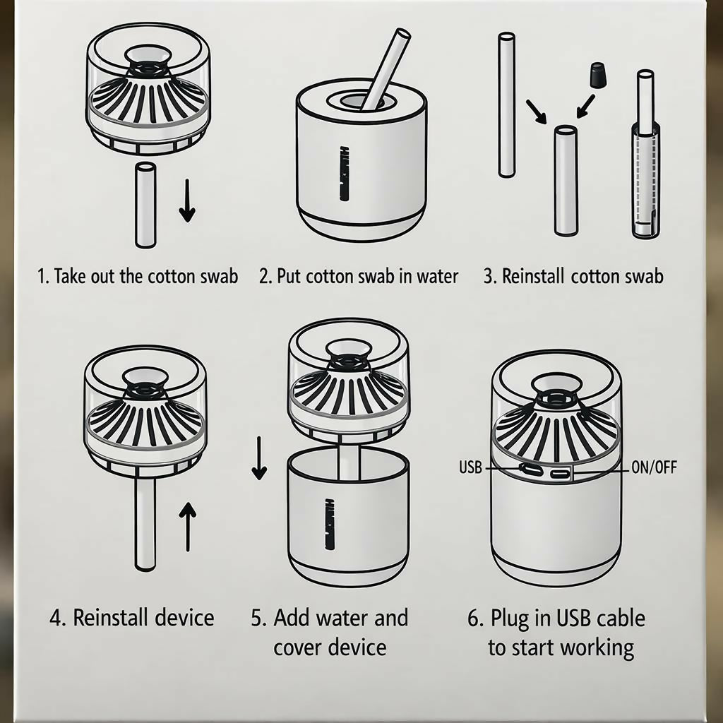 USB Portable Flower Humidifier Diffuser for Desk Home Office (Color may vary)