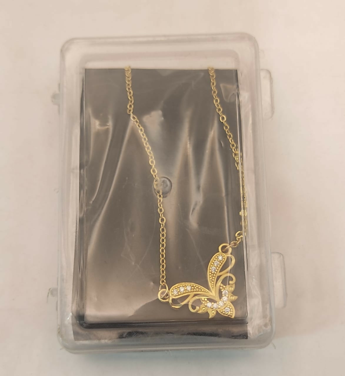 Gold Plated Butterfly Necklace with Pink AD Stones For women and girls