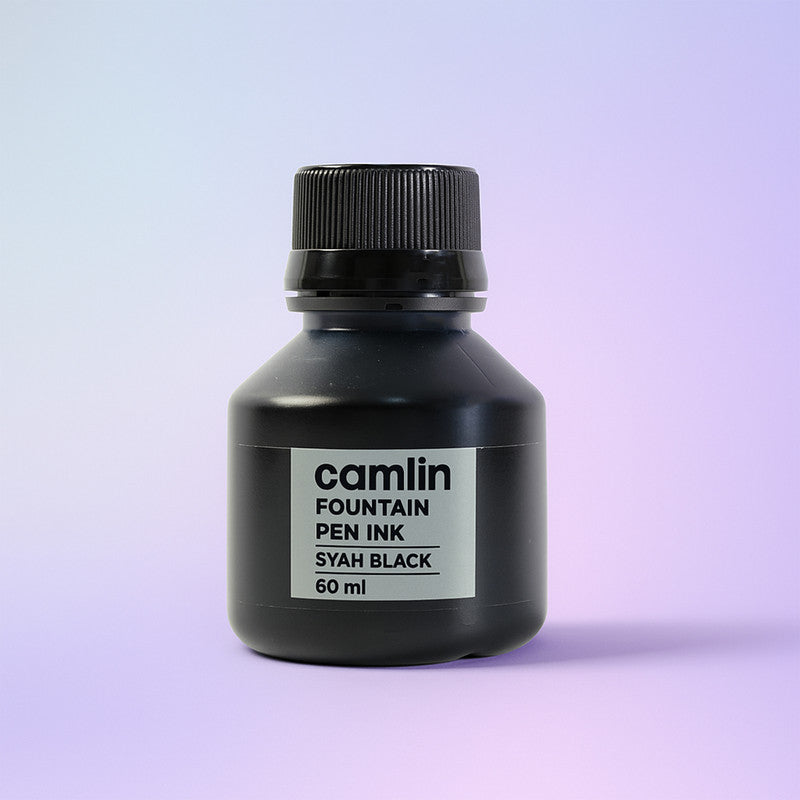 Camlin Syah Black Fountain Pen Ink – Smooth Writing Ink for Everyday Office & School Use – 60 ml Bottle