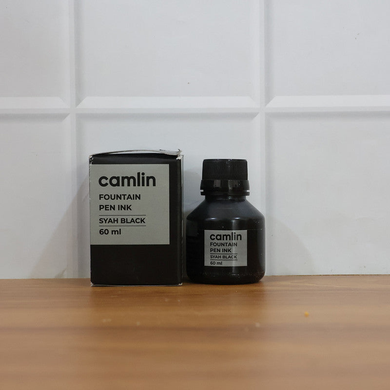 Camlin Syah Black Fountain Pen Ink – Smooth Writing Ink for Everyday Office & School Use – 60 ml Bottle