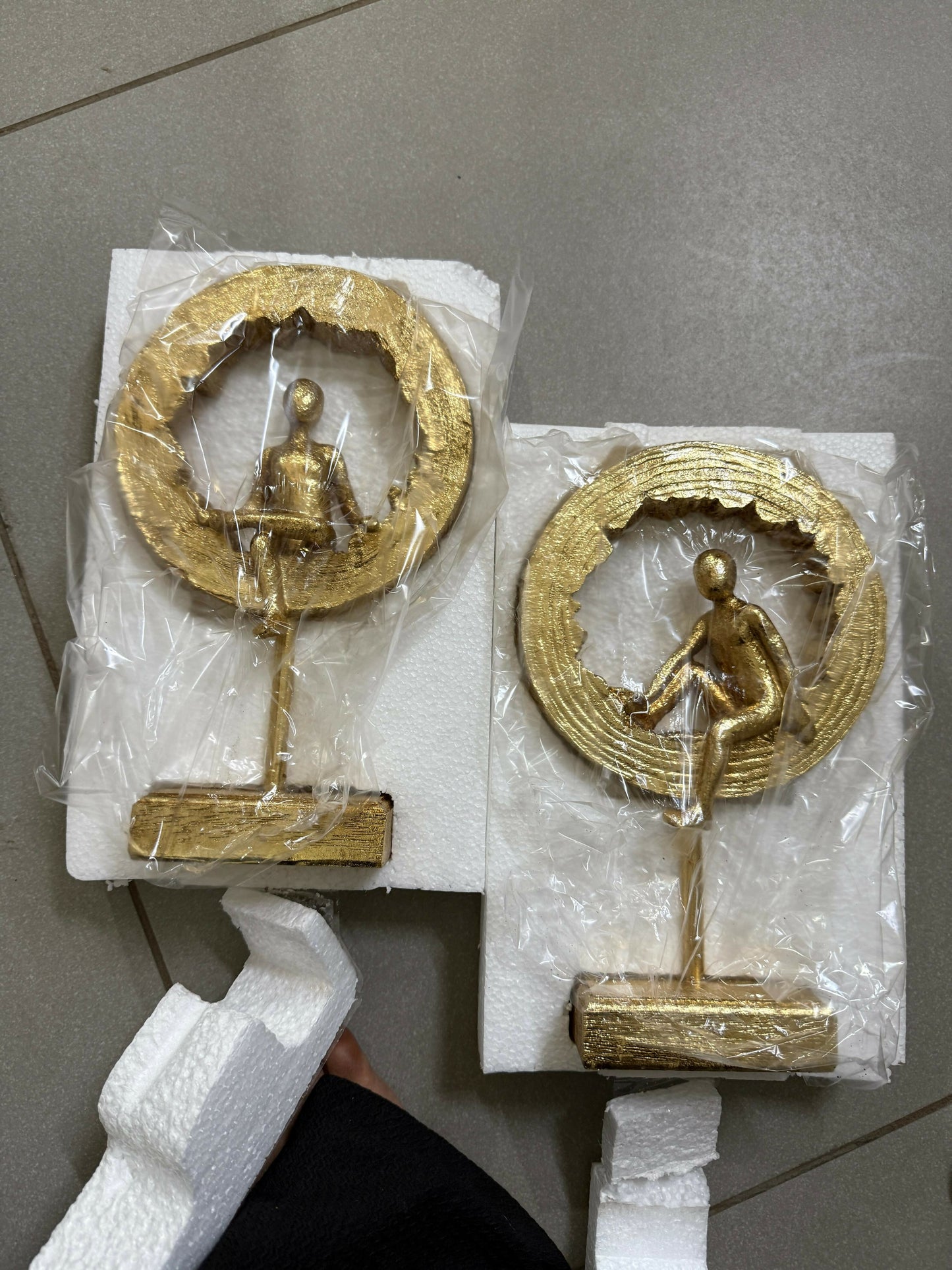Artistic golden meditating yoga figurine sculpture for home decor