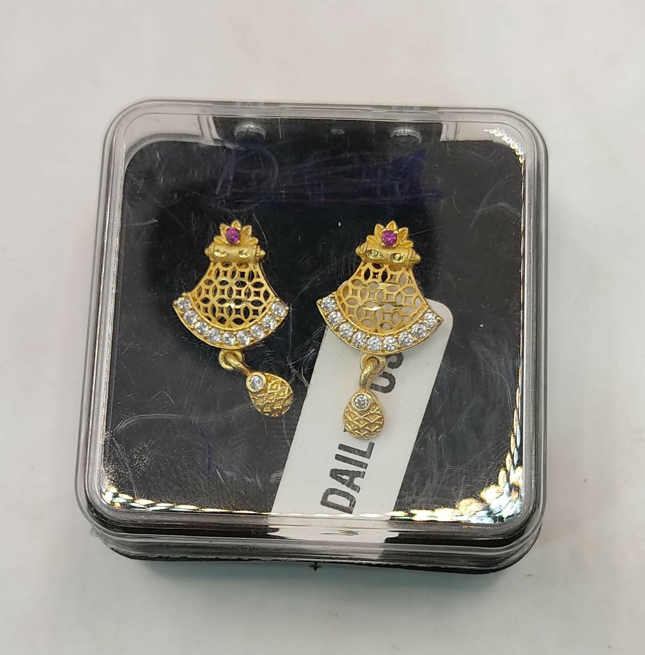 Gold Plated Jali Work & AD Stud Earrings for women and girls