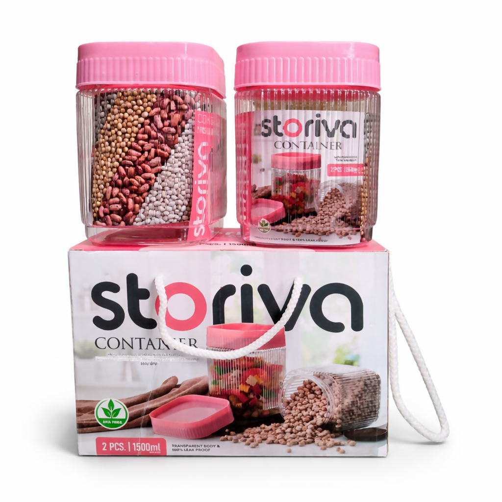 Plastic Storage Container Set Airtight & Leak Proof Kitchen Jar (2 PCS) (1500ml)