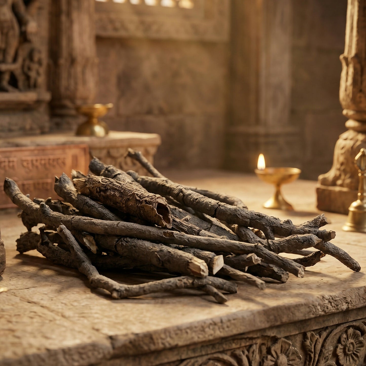 Natural Havan Wood Sticks for Puja Rituals Samidha Sacred Fire Wood (1 Kg)