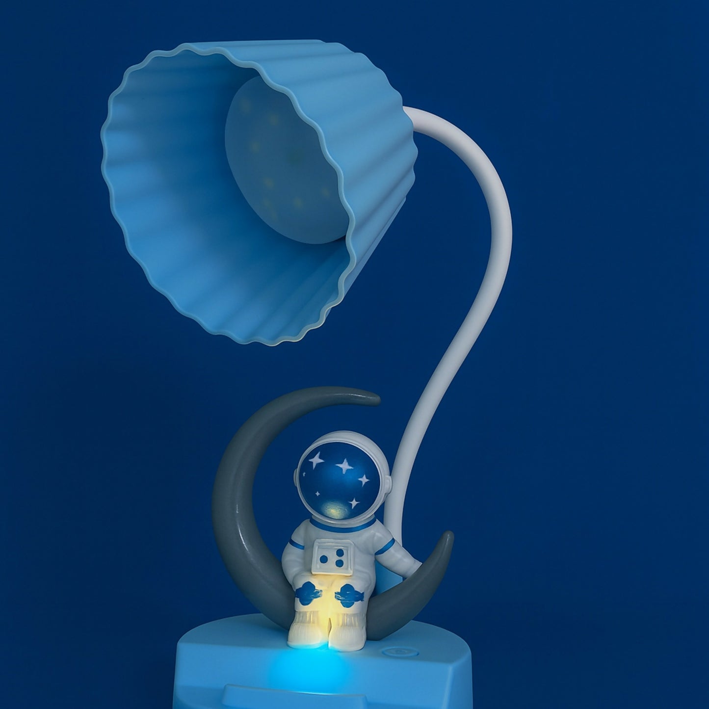 Blue Astronaut Moon LED Table Lamp, USB Rechargeable Kids Night Light