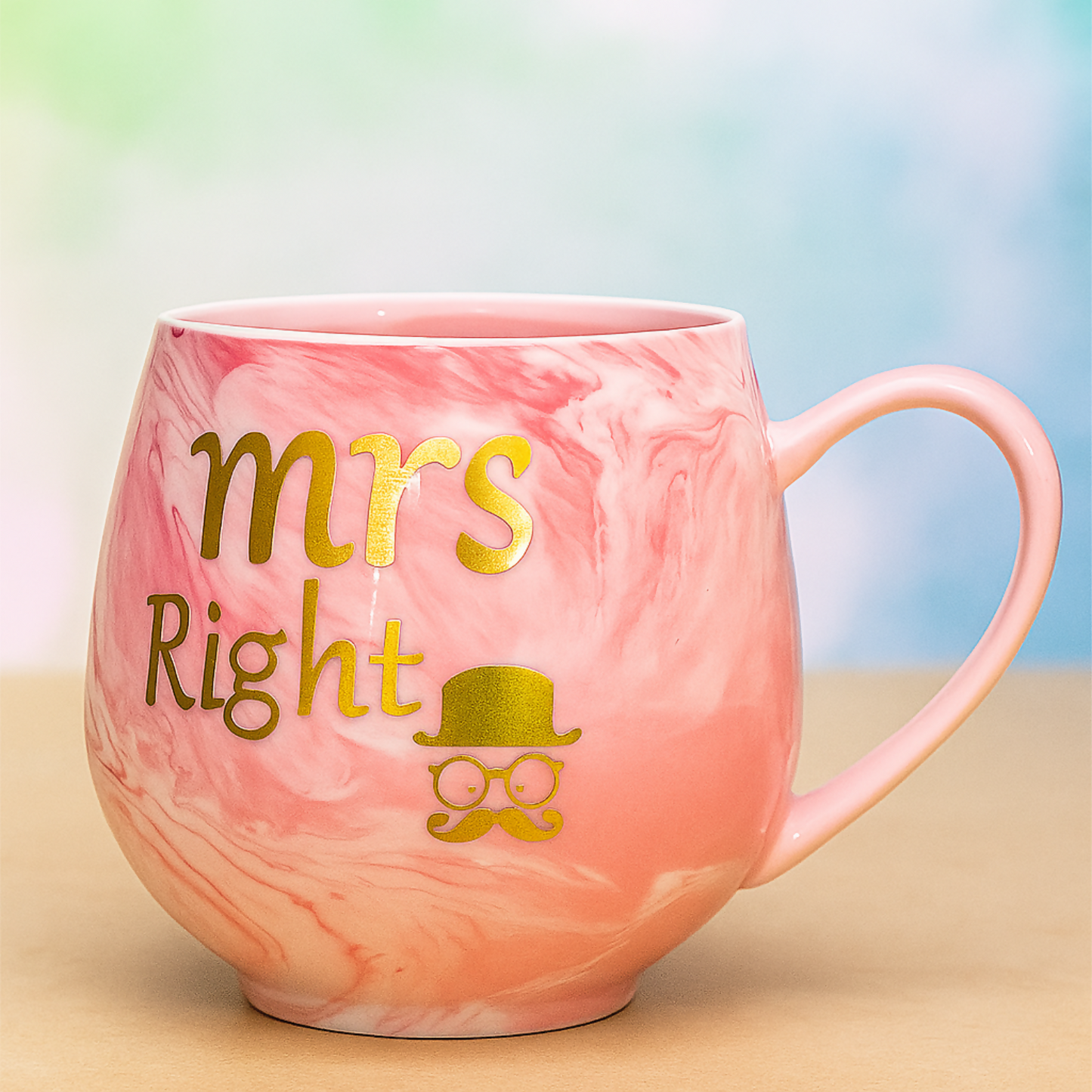 Pink Marble Ceramic Coffee Mug for Women – Elegant Round Shape Cup for Tea, Coffee & Milk – Premium Glossy Finish Designer Mug for Gifting, Office & Home Use