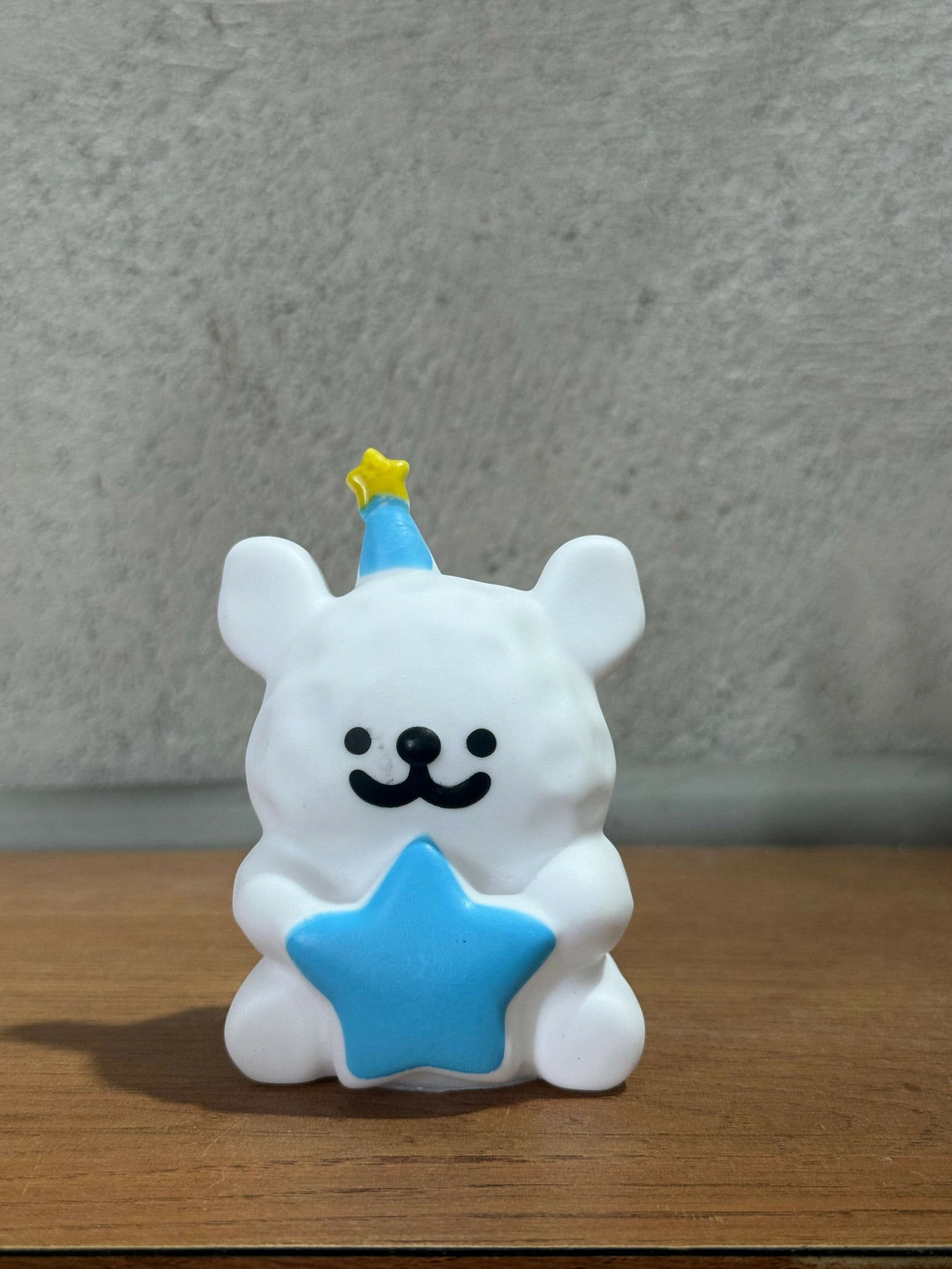 Cute White Bear Holding Blue Star – Adorable Mini Desk Decor | Kids Gift Figurine