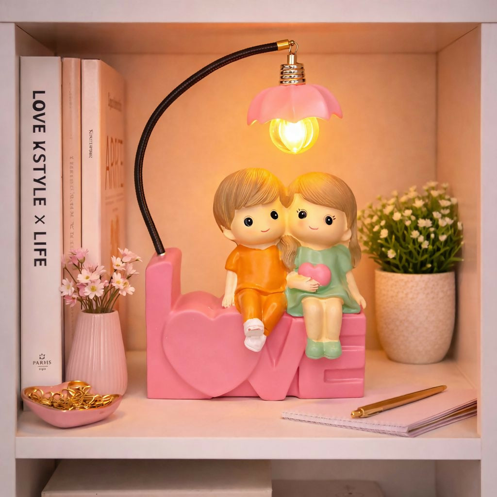 Pink Cute Couple Love Lamp Decorative Night Light Showpiece