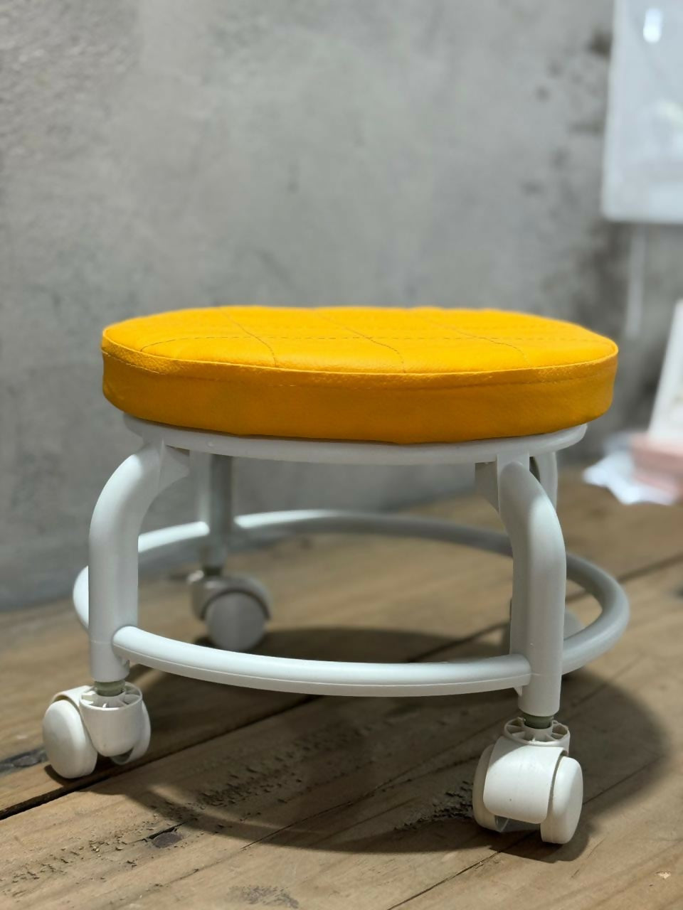 Adjustable Round Stool with Wheels | 360° Rotating Multipurpose Stool for Kids and Adults | Height Adjustable, Comfortable Cushion Seat | Ideal for Study, Kitchen, Salon, Office, Home
