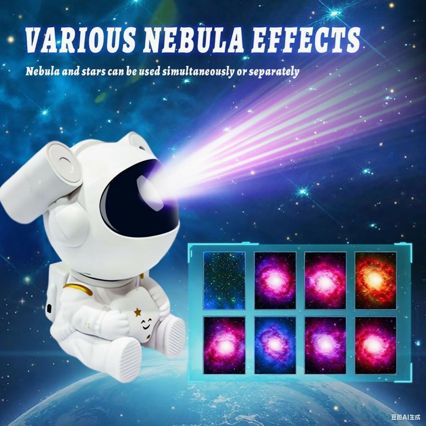 Astronaut Galaxy Star Projector Night Light with Adjustable Head & USB Power