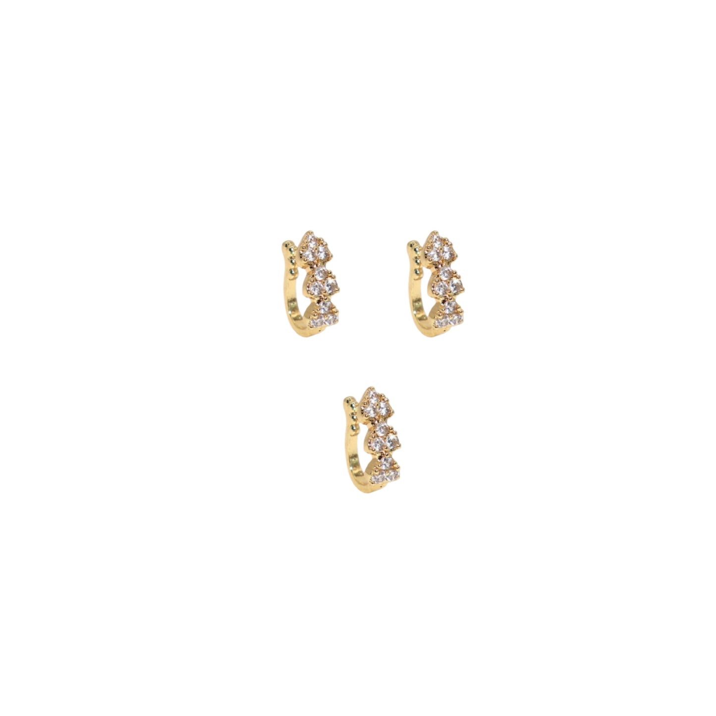 Gold Plated CZ Stone Floral Nose Clip/Non-Pierced Nath Combo Pack of 3