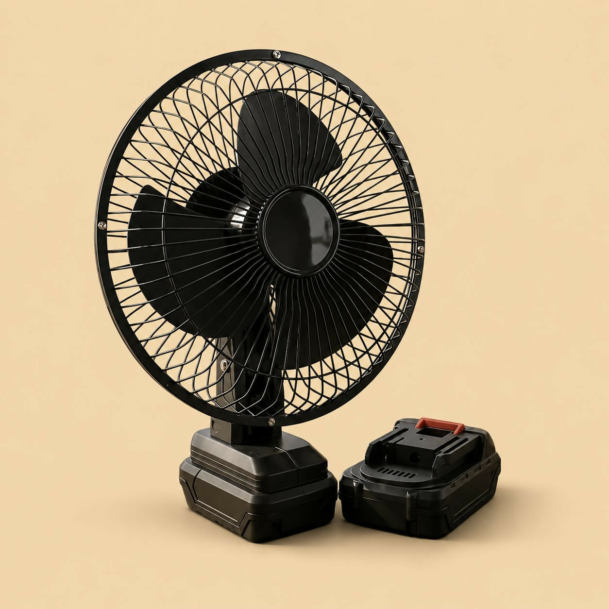 Rechargeable portable fan with safety grill design