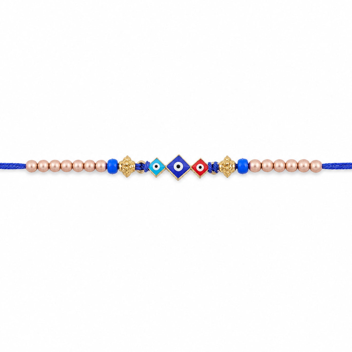 Triple Square Nazar Evil Eye Pearl Beads Designer Rakhi