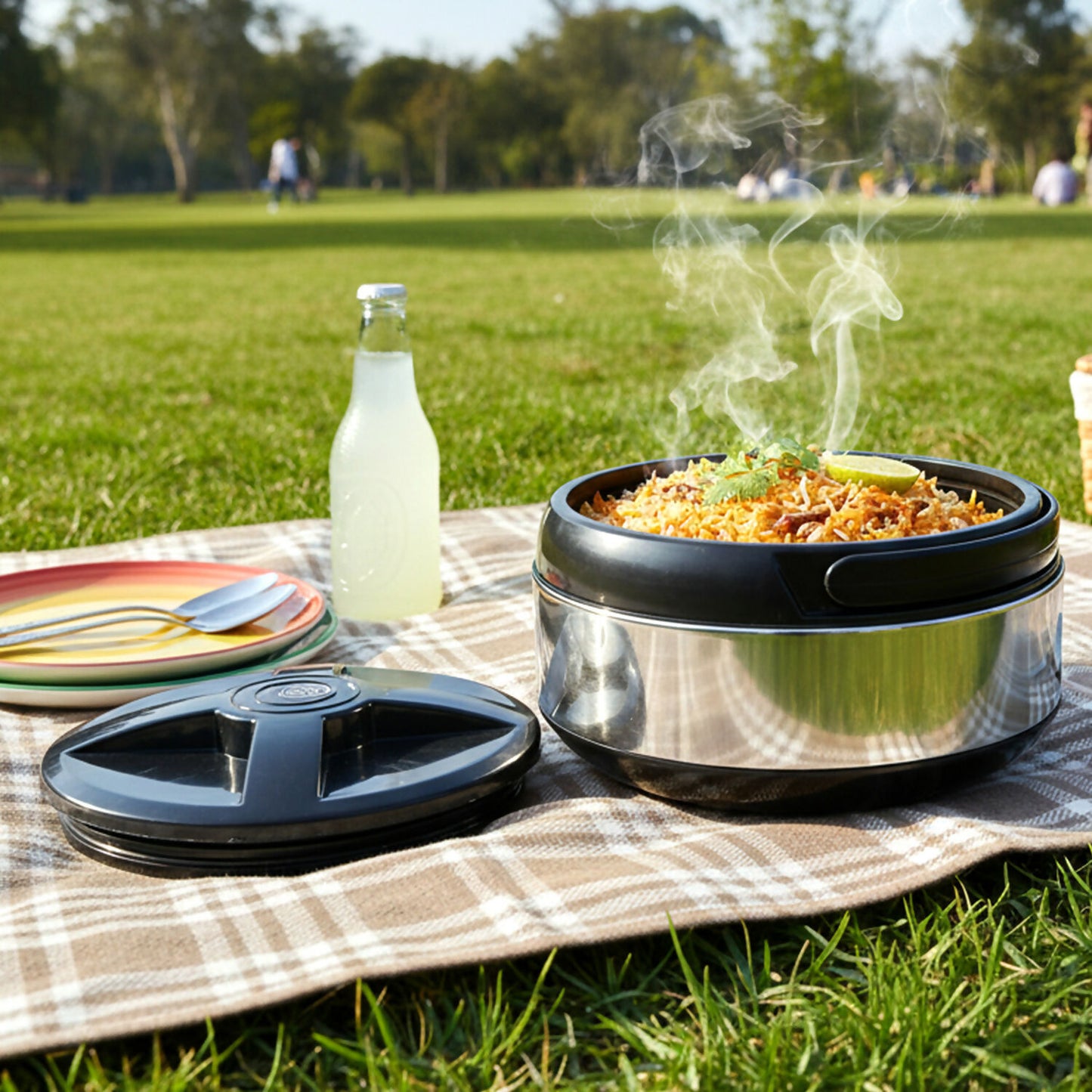 Double Wall Food Storage Container for Roti, Rice & Meals (Hot & Cold Food Keeper) 2000 ml