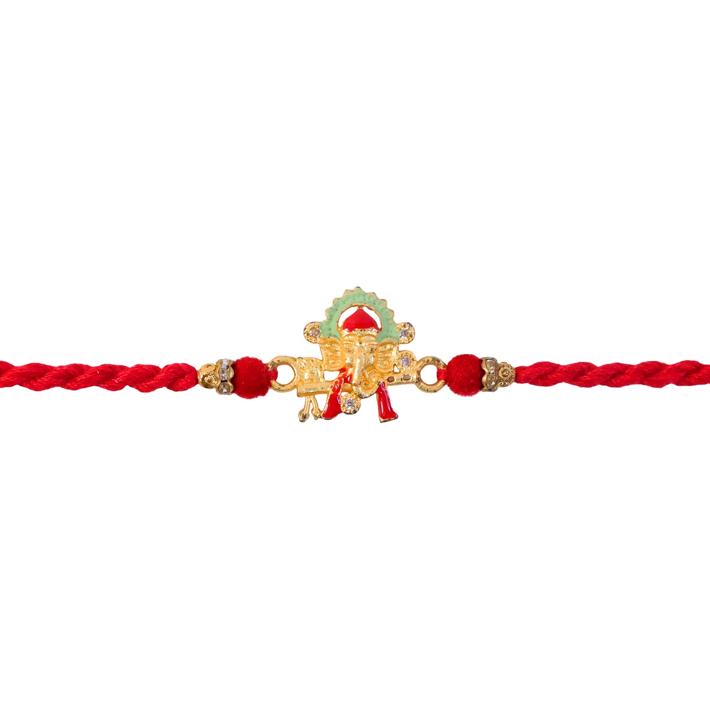 Auspicious Lord Ganesha Rudraksha Designer Meenakari Rakhi for Brother