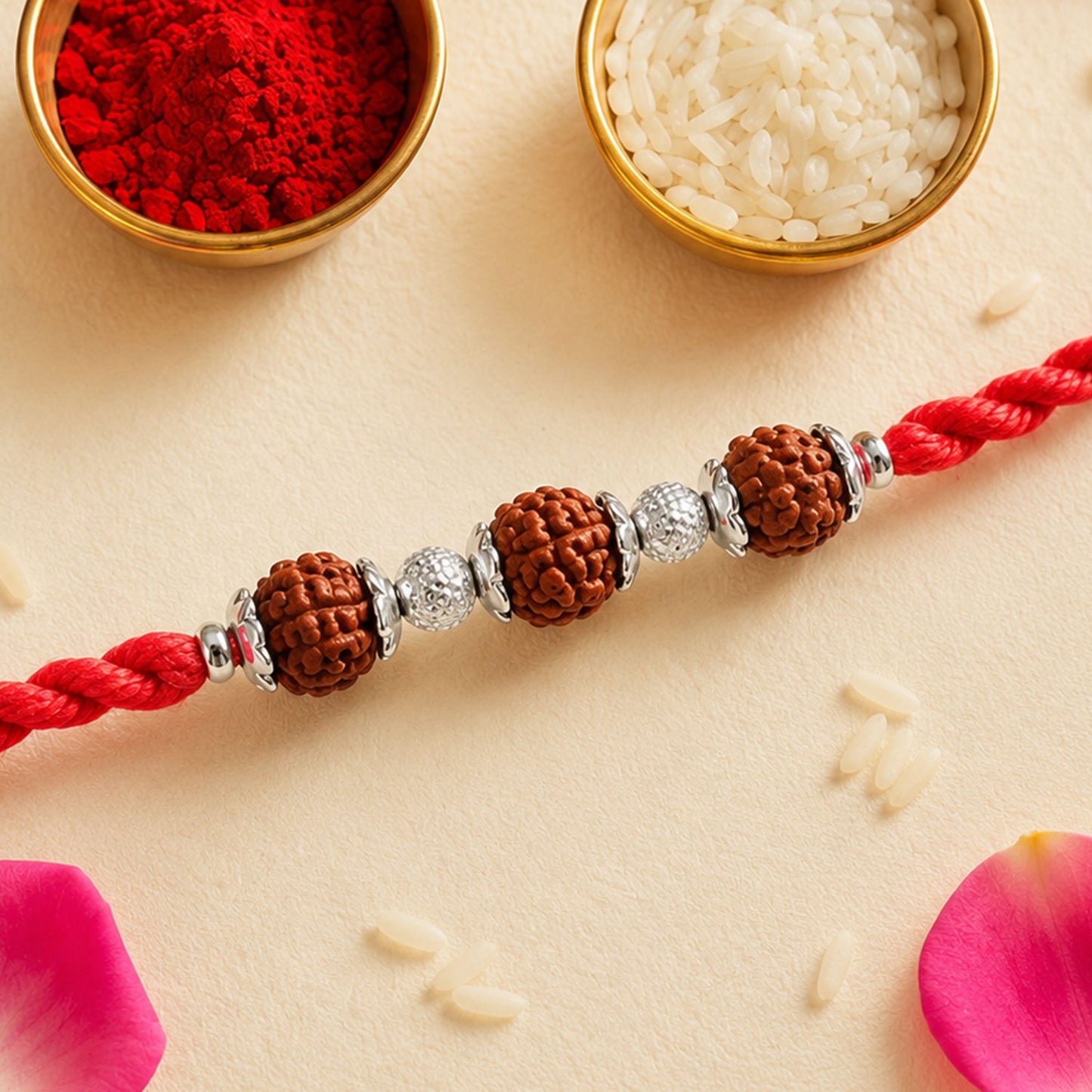 Beautiful Designer Rakhi with Studded Centre, Festive Beads and Raksha Bandhan Appeal