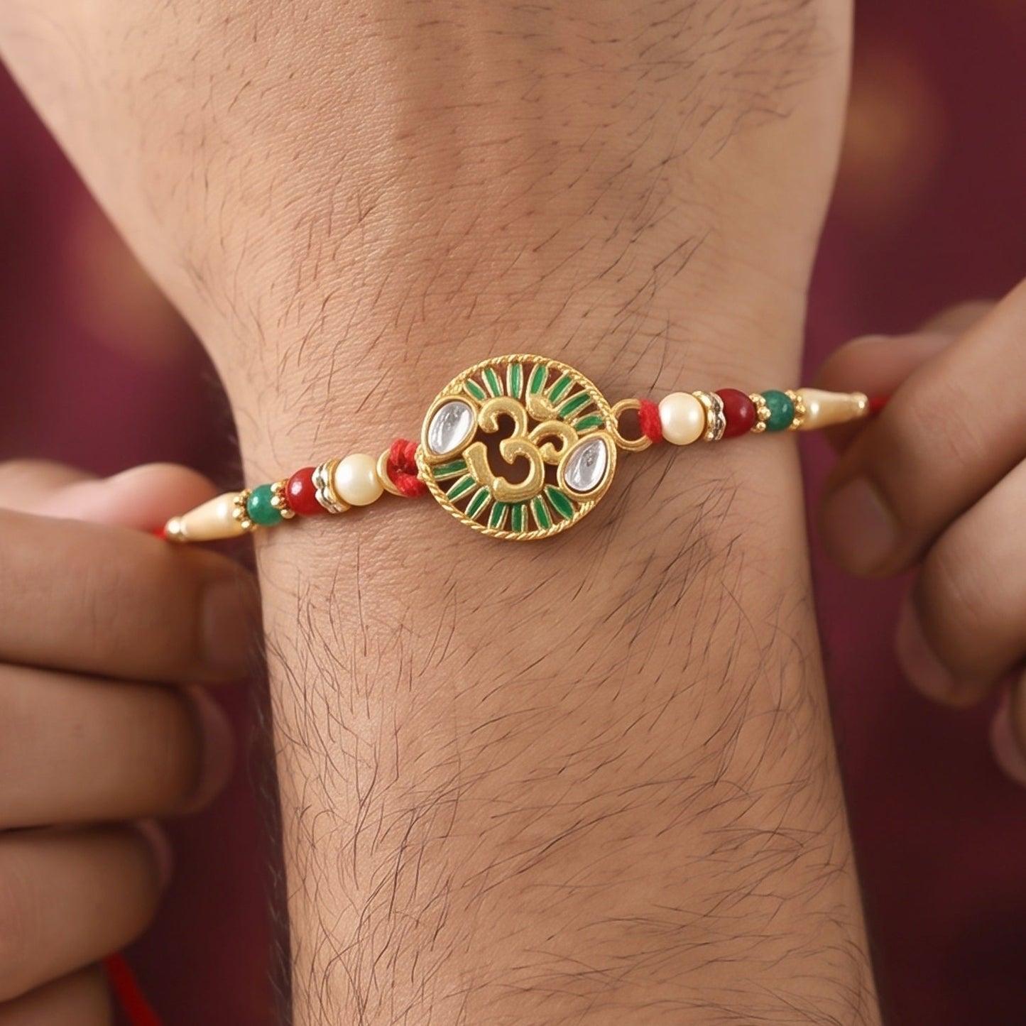 Om Stone Studded Designer Rakhi for Raksha Bandhan (10pcs)