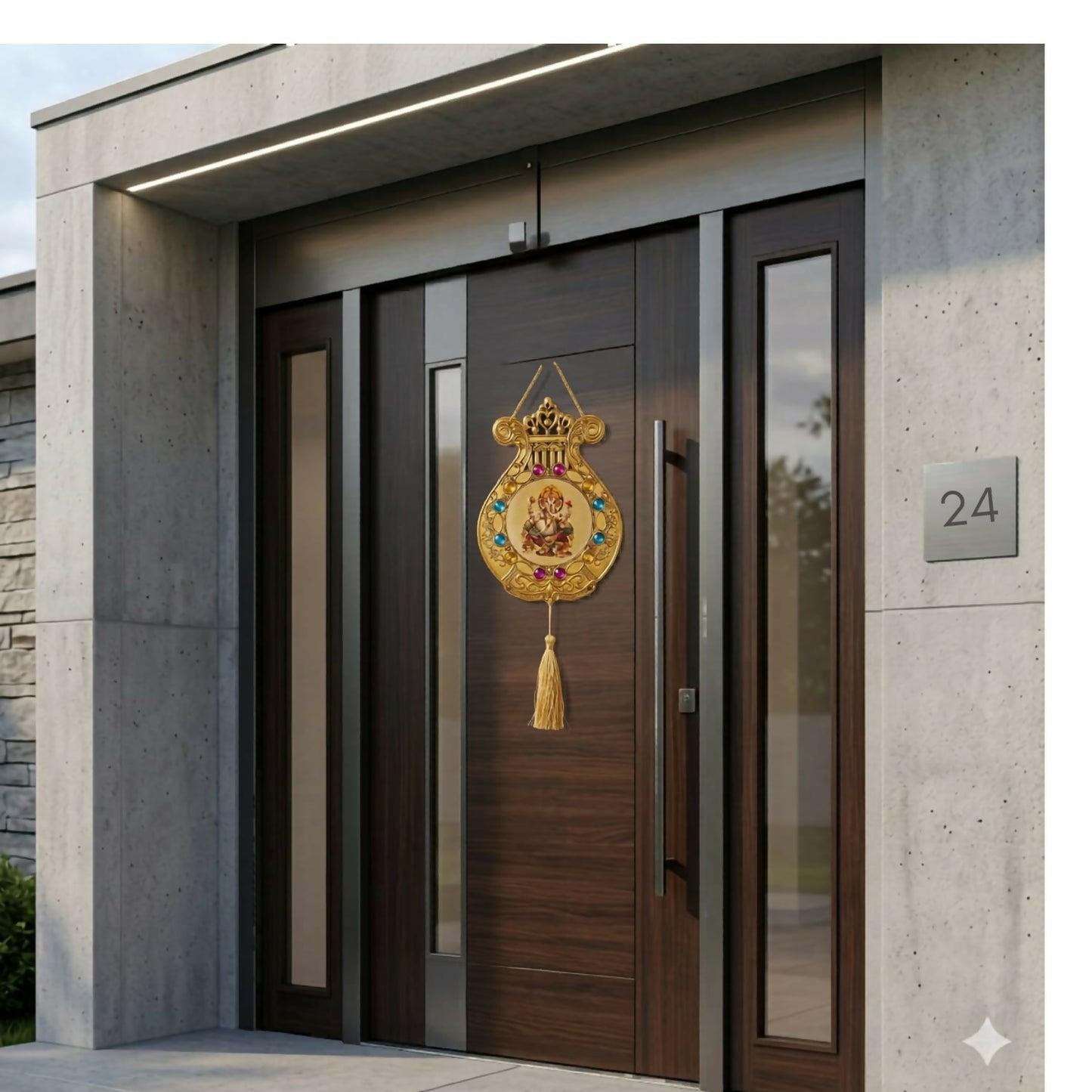 Golden Lord Ganesha Decorative Wall Hanging for Home Temple 1 Pc