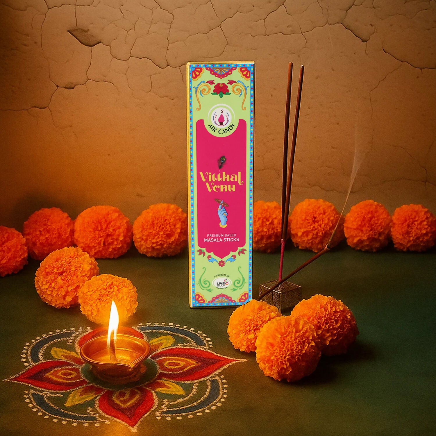 Air Candy Vitthal Venu Premium Masala Incense Sticks – Divine Fragrance for Prayer, Meditation & Peaceful Ambience (Pack of 10 Sticks)