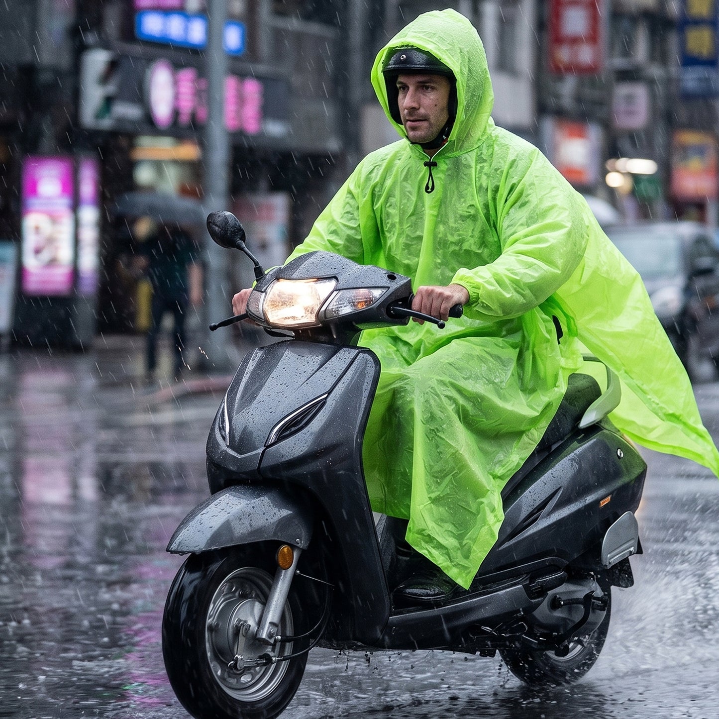 Reusable Waterproof Raincoat, Hooded Long Rain Poncho for Men and Women (1 Pc)