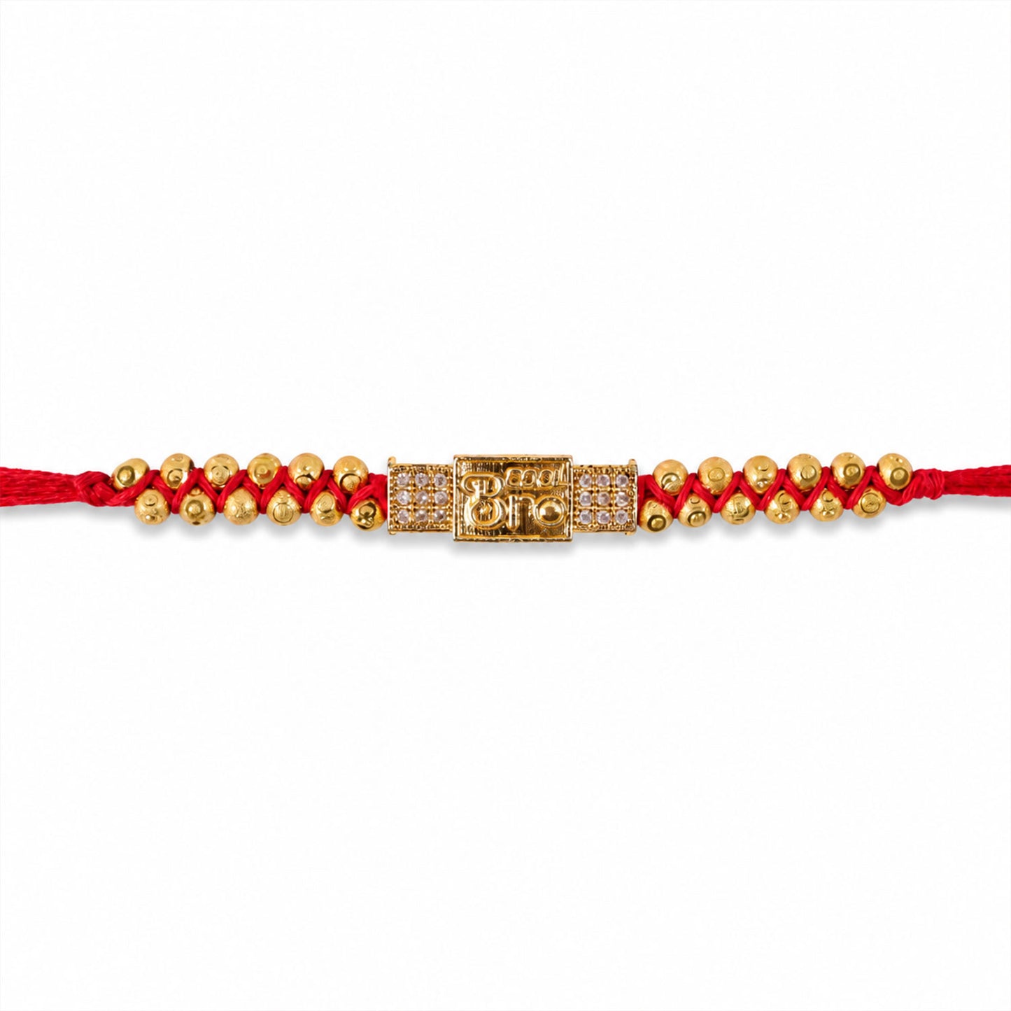 Stylish Brother Nameplate AD Stone Designer Rakhi with Gold Beads Gift