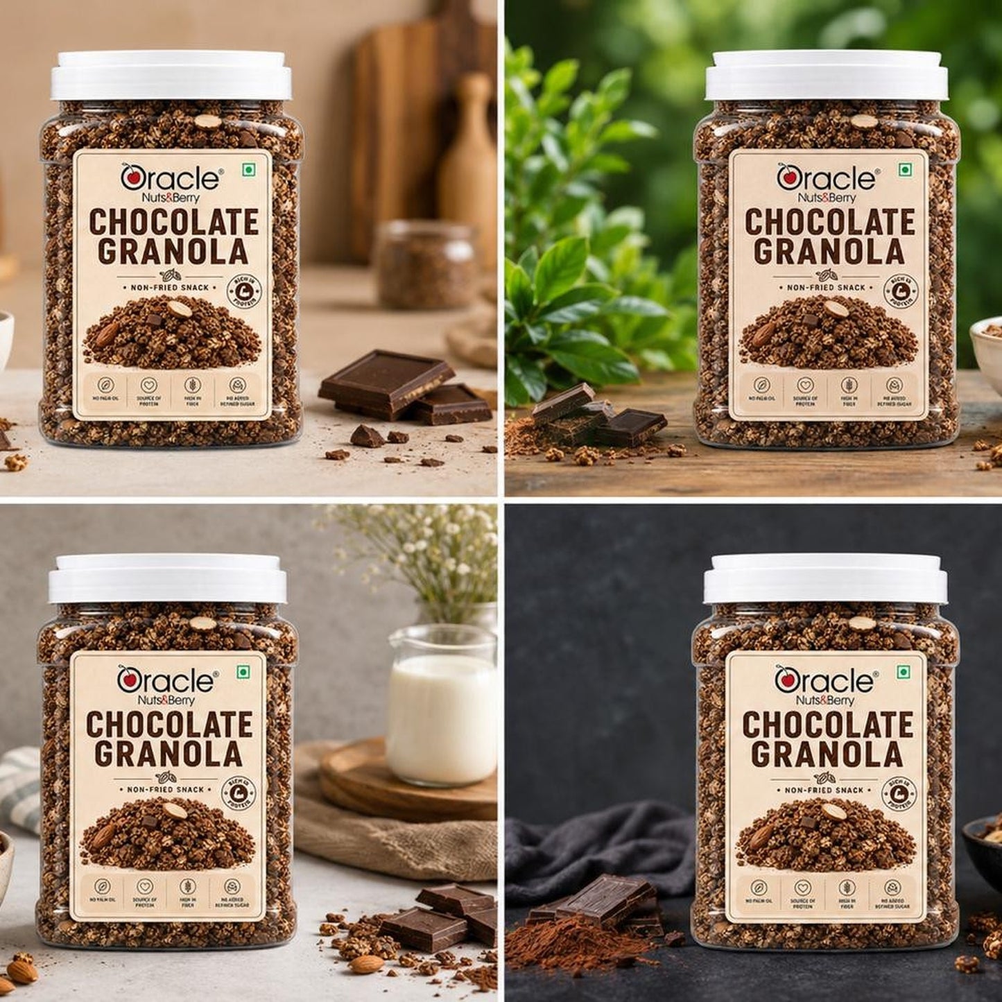 Oracle Choco Granola, Crunchy Wholegrain Chocolate Healthy Oat Cereal Clusters 350g