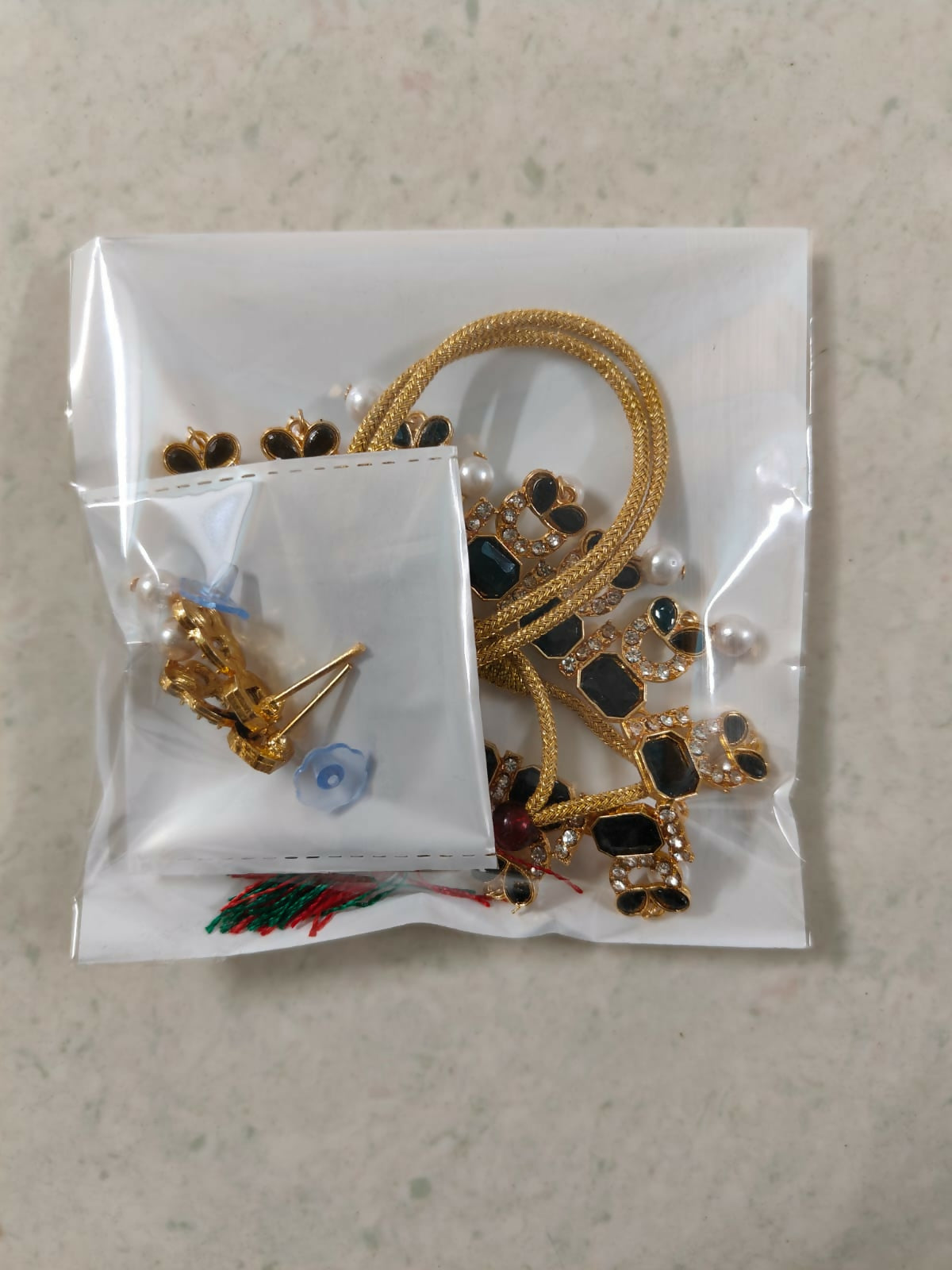 Elegant Floral Necklace & Earrings Set with Stone Accents