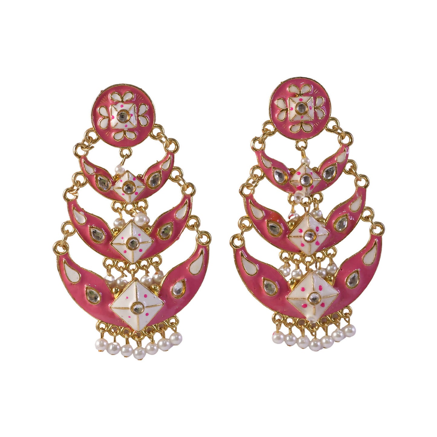 Festive pink chandbali earrings perfect for Indian ethnic wear