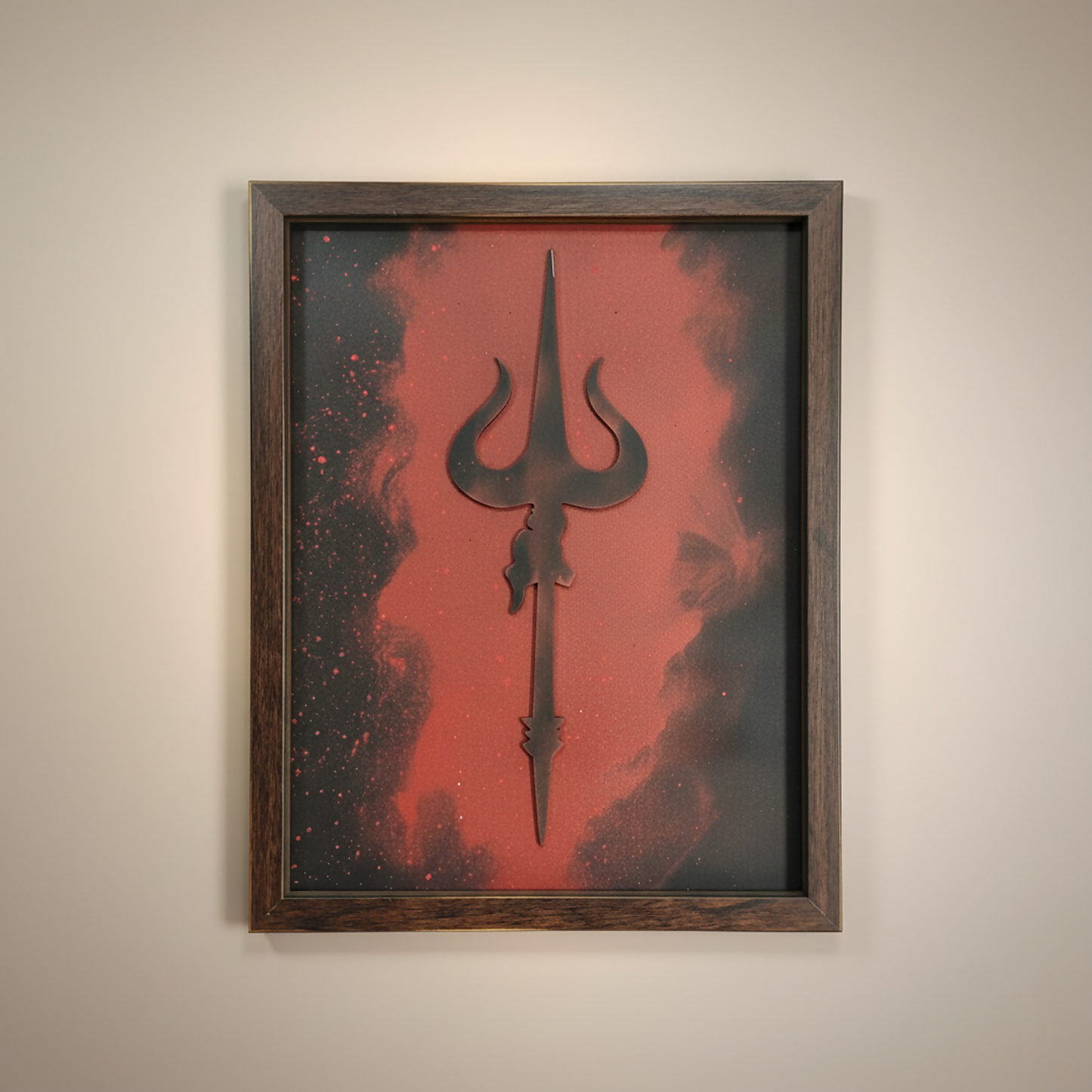 Mahadev Trishul Wall Art Frame – Minimalist Lord Shiva Trident Decor | Modern Spiritual Wall Art for Living Room, Meditation & Pooja Room