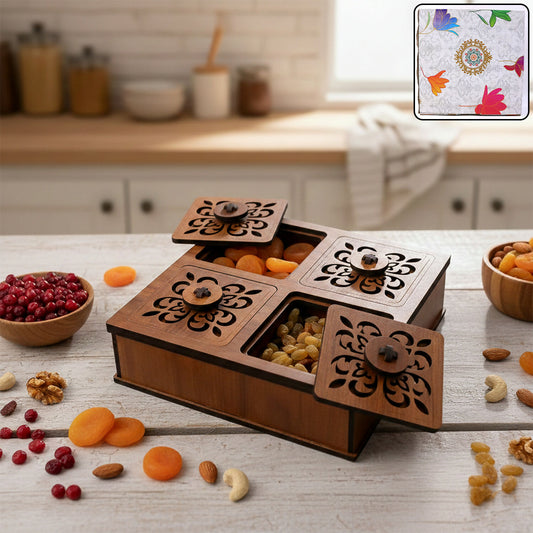Premium Square Decorative Dry Fruit & Mukhwas Storage Box