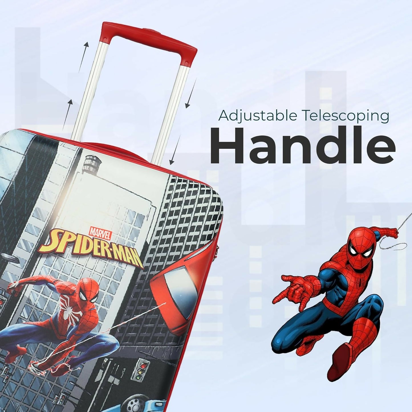 Novex Marvel Spiderman Kids Polycarbonate Trolley Bag for Boys Travel Luggage with 4 Spinner Wheel (22 Inch)