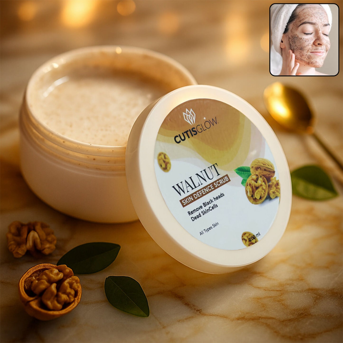 Eyelet Walnut Skin Defence Scrub – Exfoliating Face & Body Scrub for Blackhead Removal, Dead Skin Cell Cleansing & Smooth Radiant Skin (200ml)