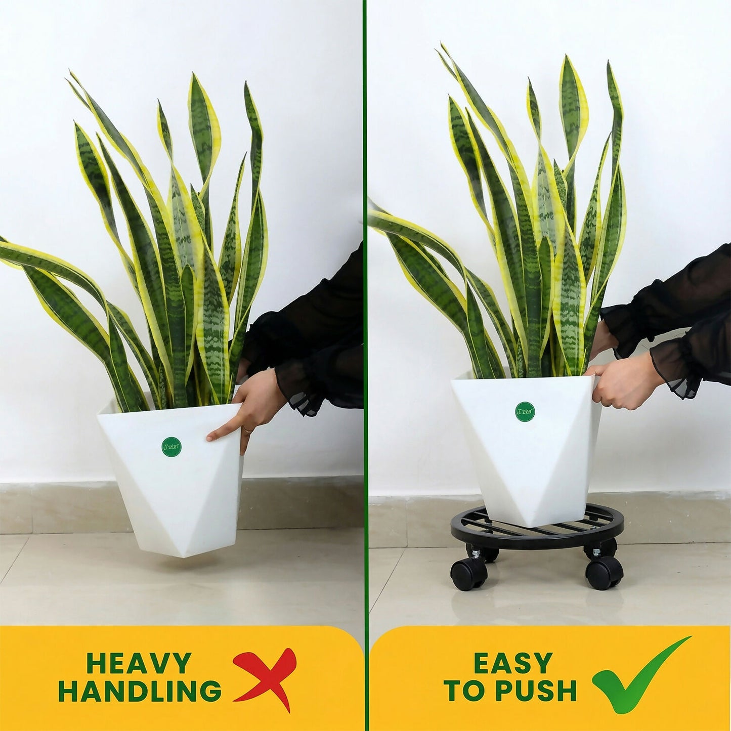 Heavy Duty Round Plant Pot Trolley with Wheels for Easy Movement