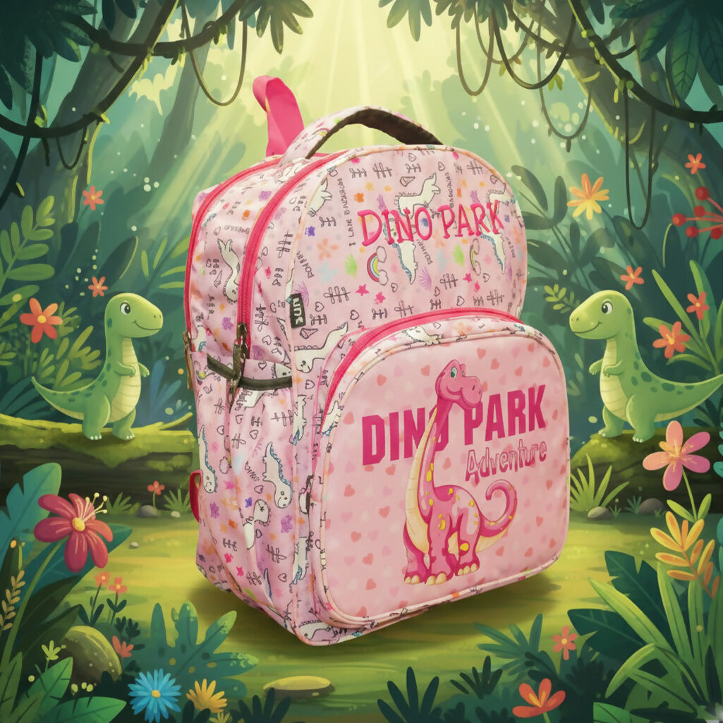 Child wearing a colorful lightweight kids backpack for school and daycare