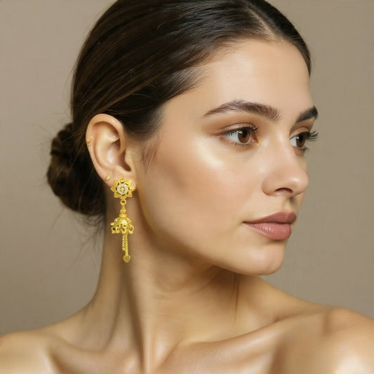 Designer Blossom Flower Jhumka Earrings