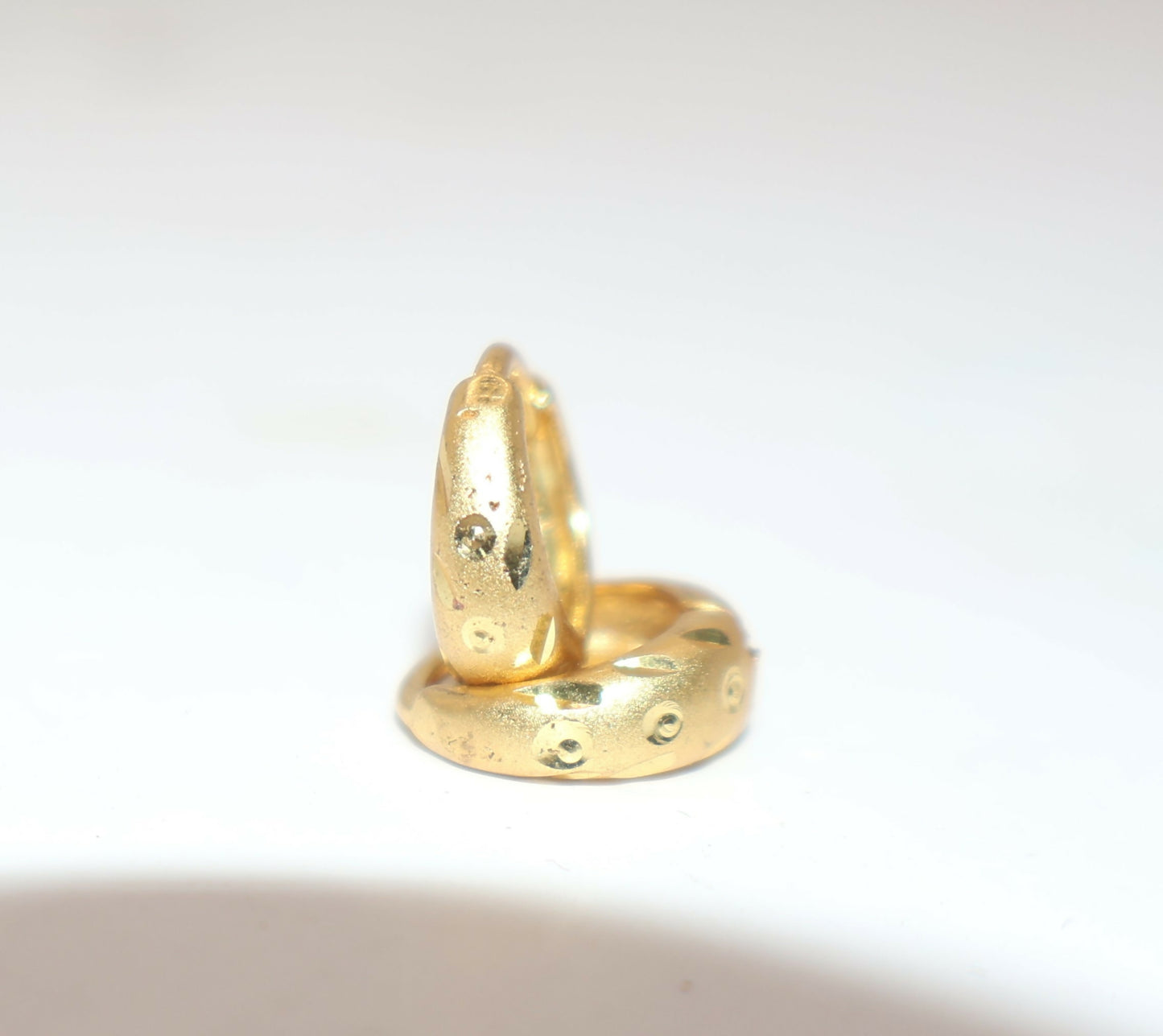 Gold-Plated Dotted AD Bali Huggie Hoop Earrings kan ki balin