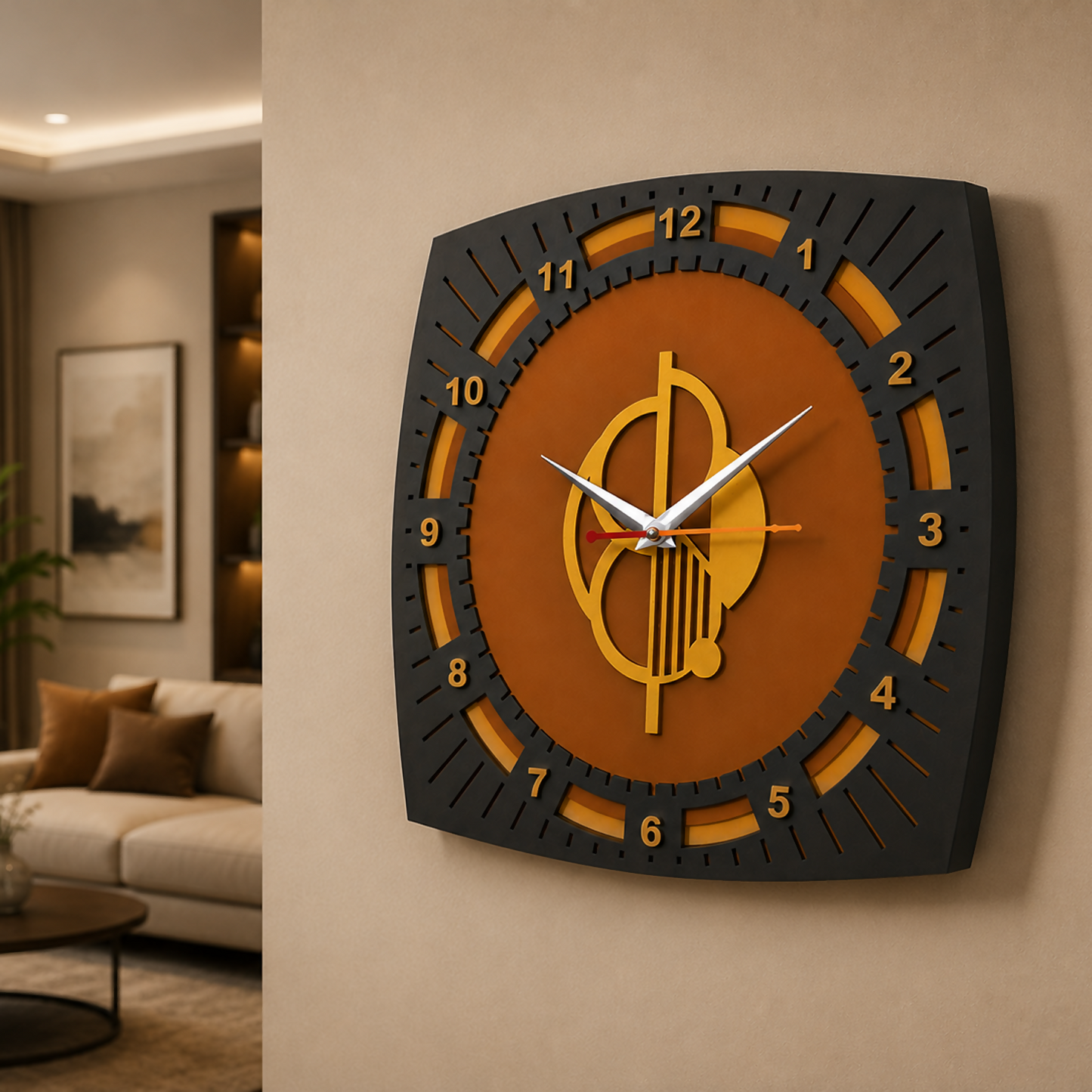 Rounded Square Clock Grey 5