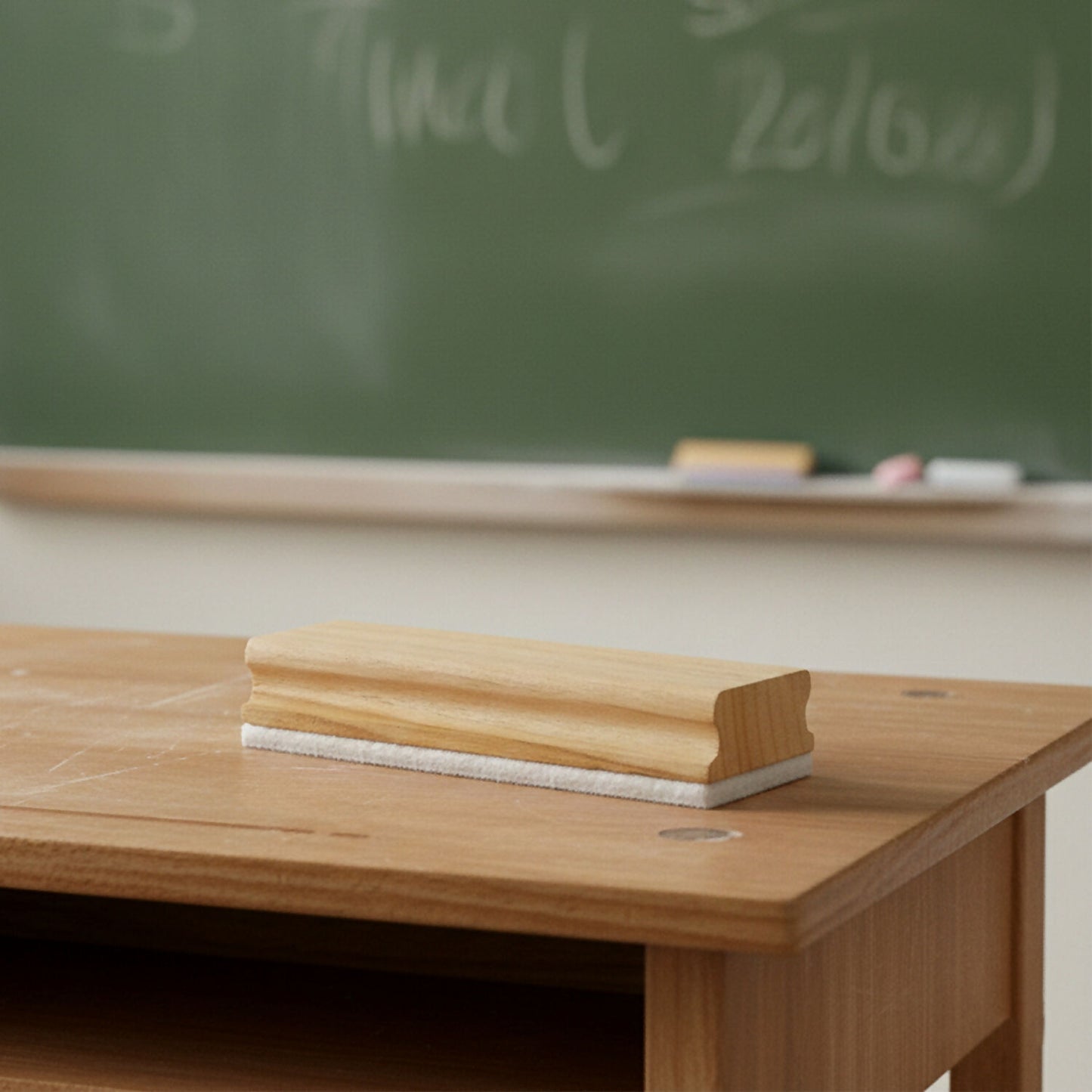 Close-up of wooden handle whiteboard duster