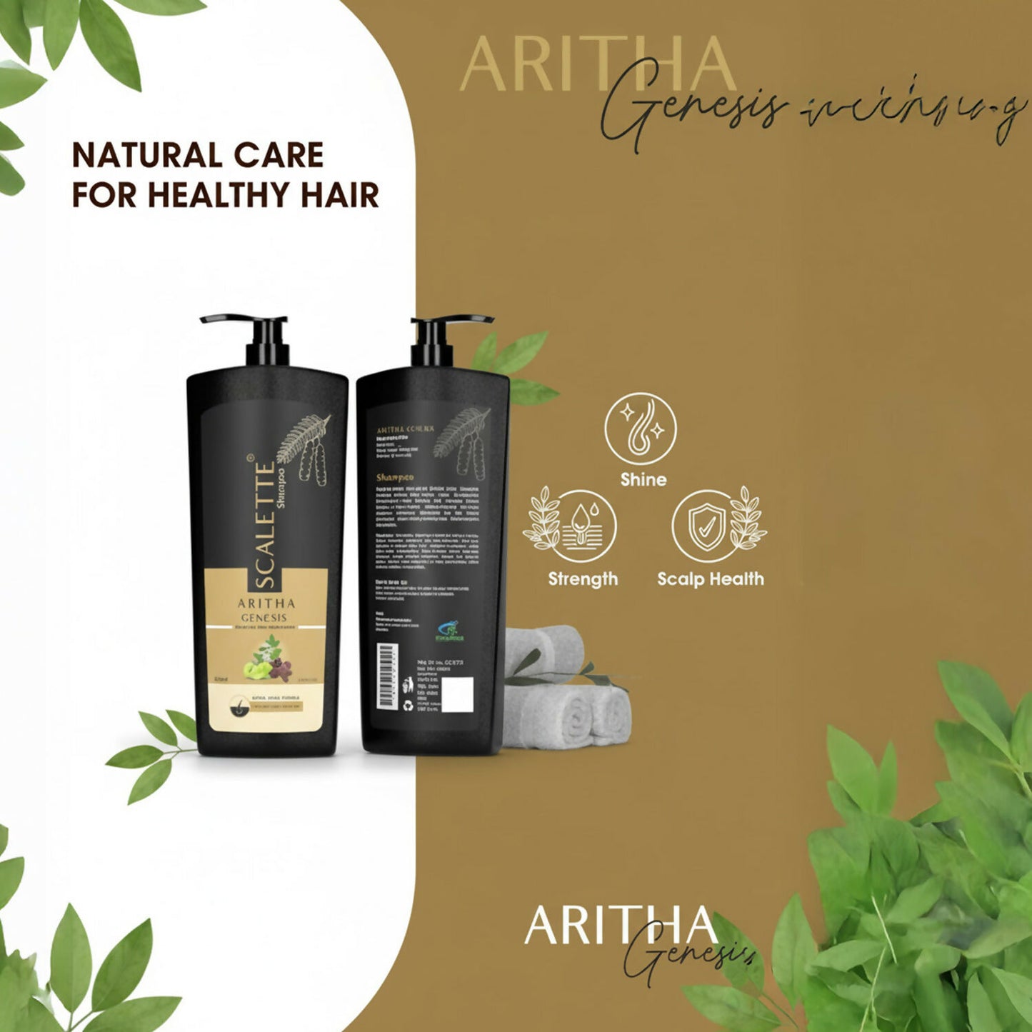 Scalette Aritha Genesis Shampoo & Conditioner for Natural Care, Shine & Healthy-Looking Hair