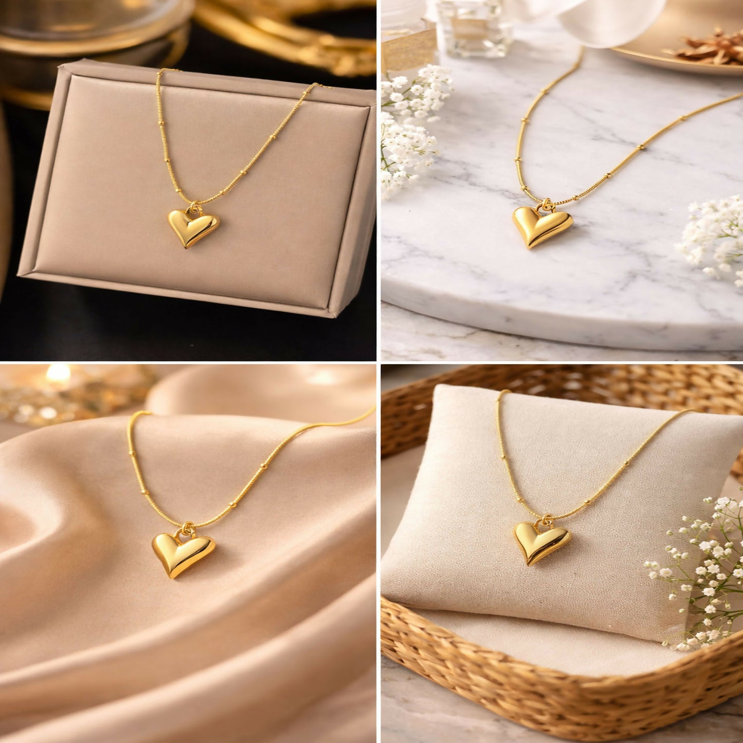 Elegant Gold Heart Pendant Necklace for Women | Minimalist Love Charm Chain