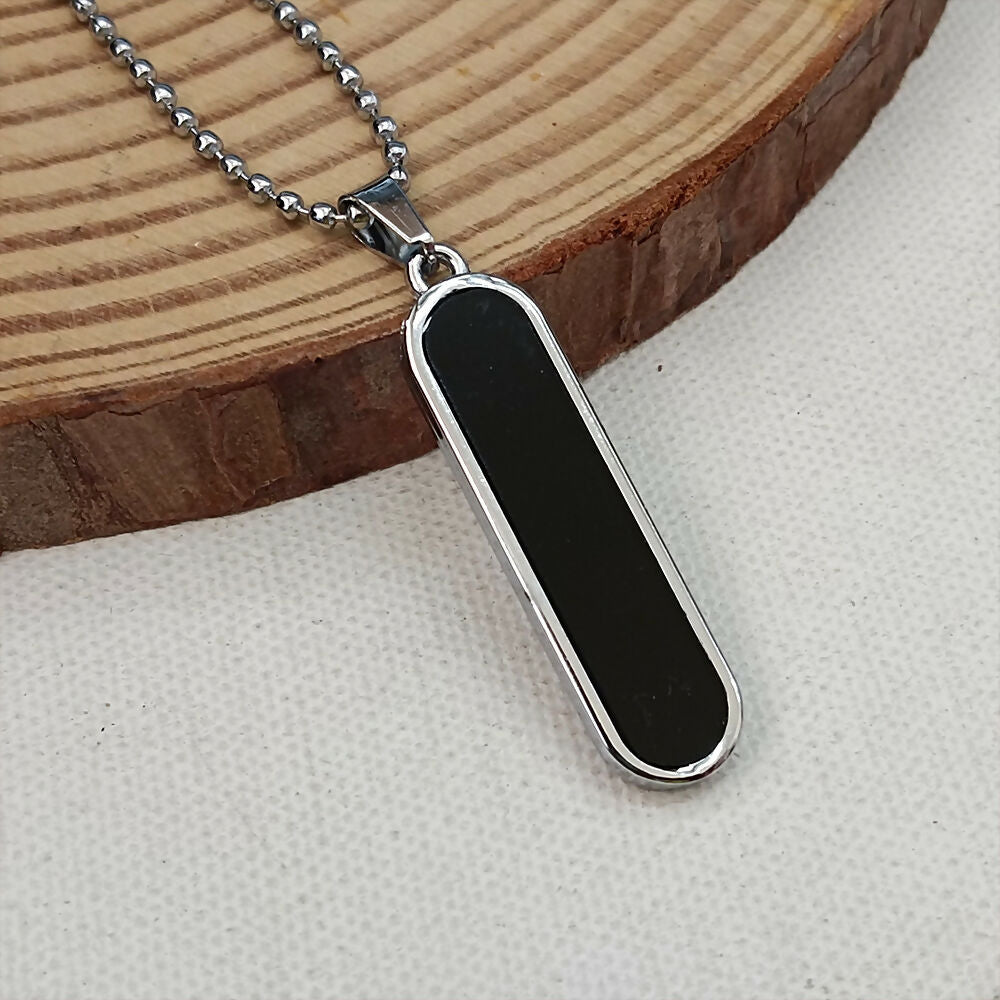 Black Enamel Chain Pendant For Men